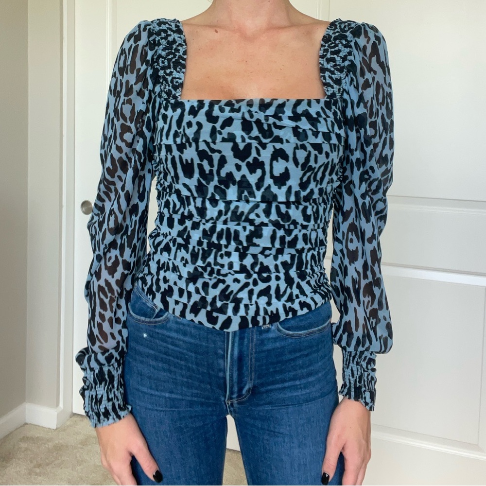 Zara blue animal print top